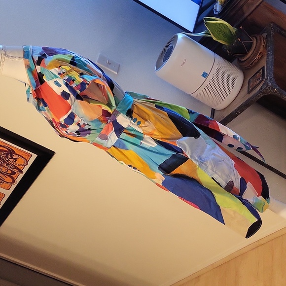 Colorful Abstract Print Shirt Dress - Picture 6 of 11